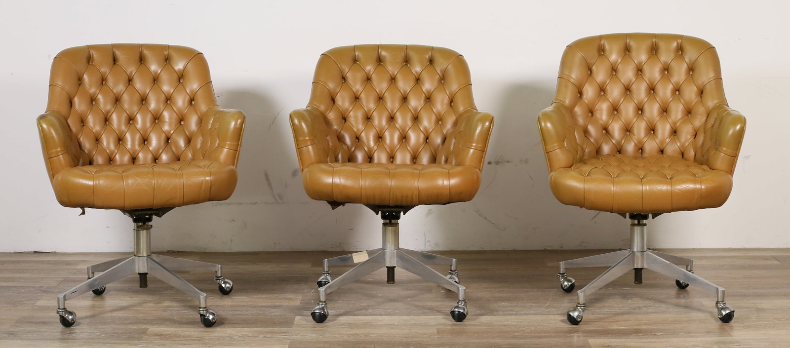 3 Ward Bennett Style Swivel Office Armchairs (1 of 20)