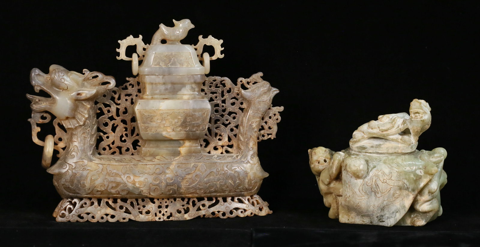 2 Figural Chinese Hardstone Jars (1 of 20)