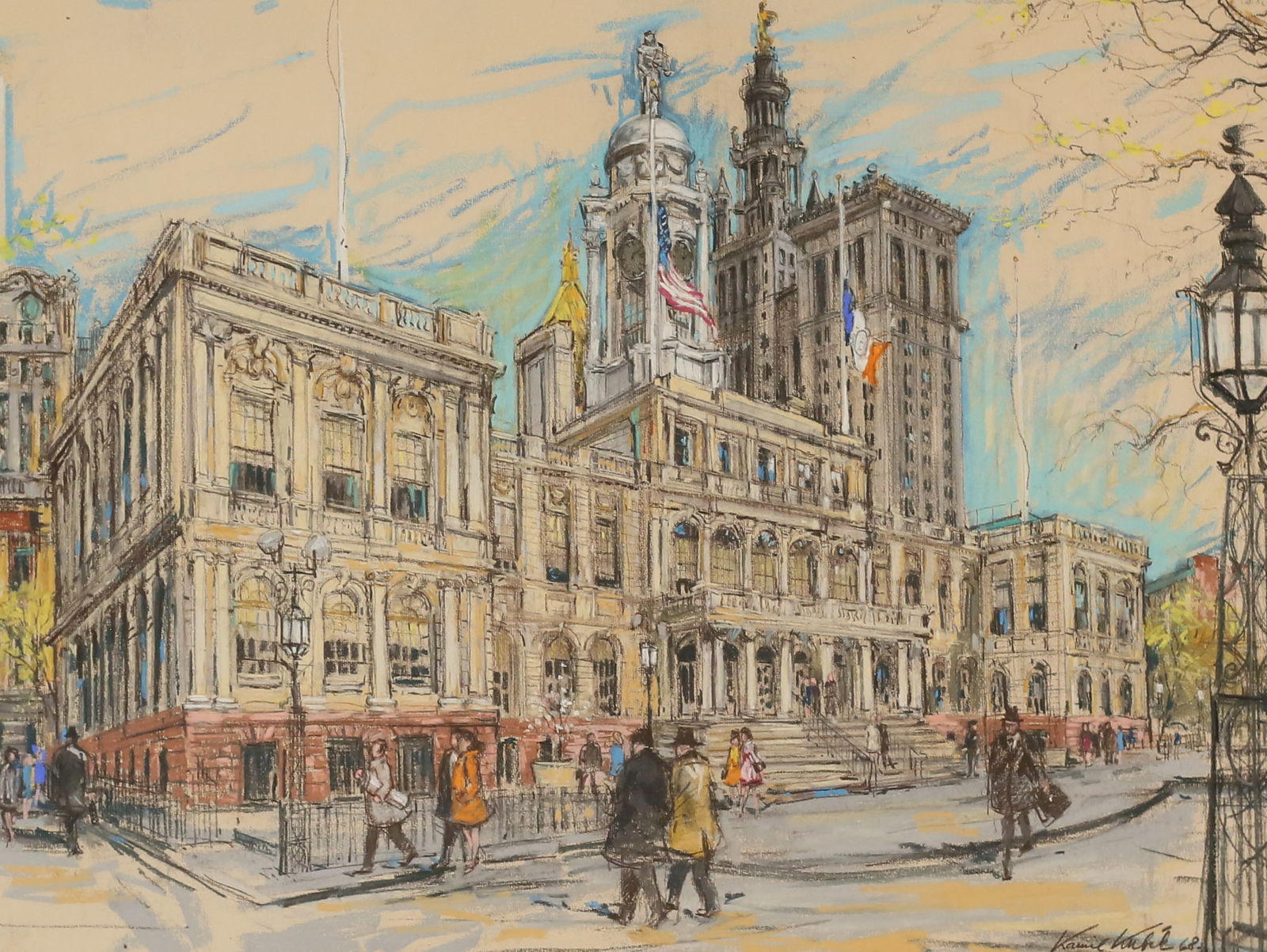Kamil Kubik Pastel on Paper New York City Hall (1 of 6)