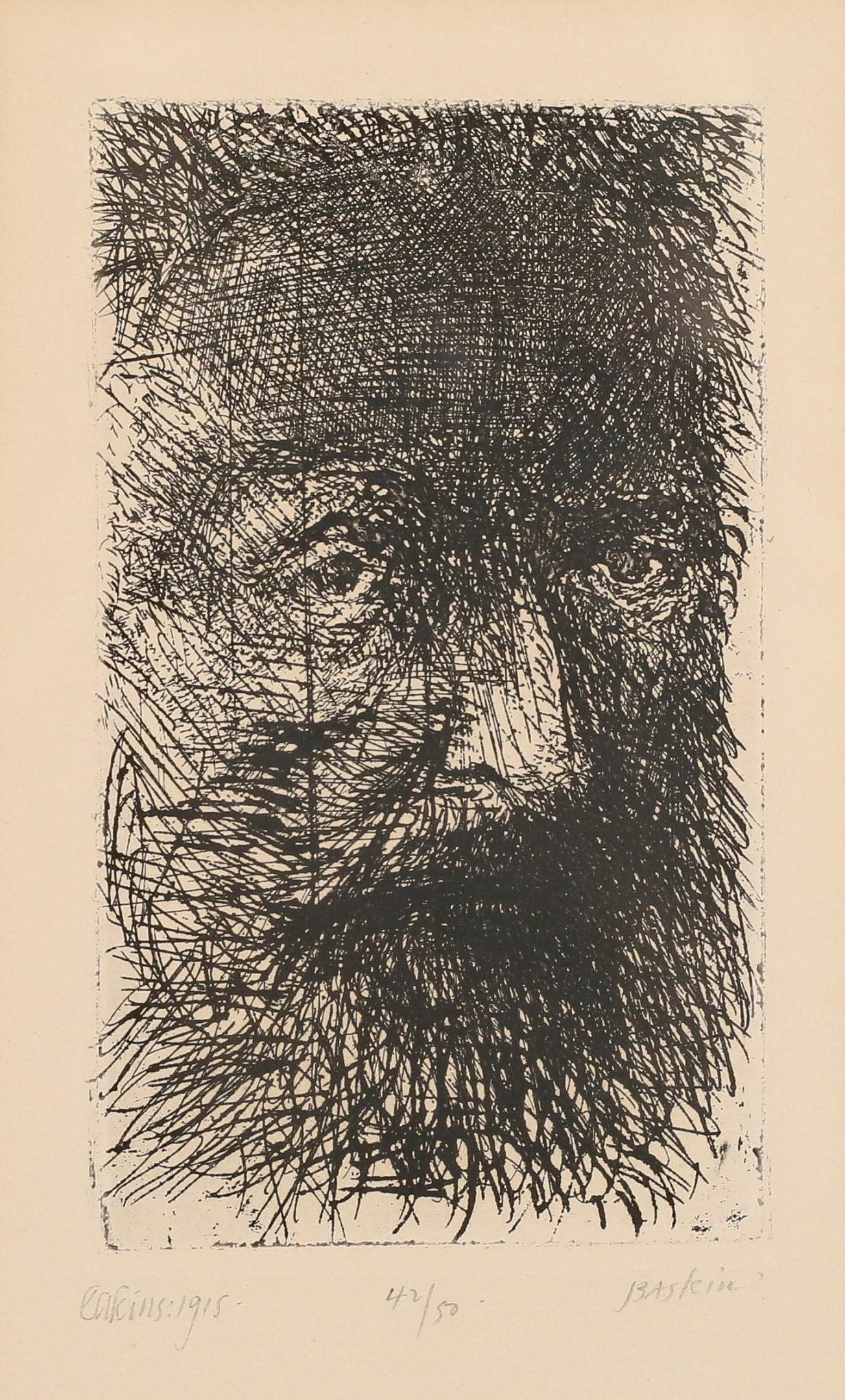 Leonard Baskin Etching Eakins 1915 (1 of 5)