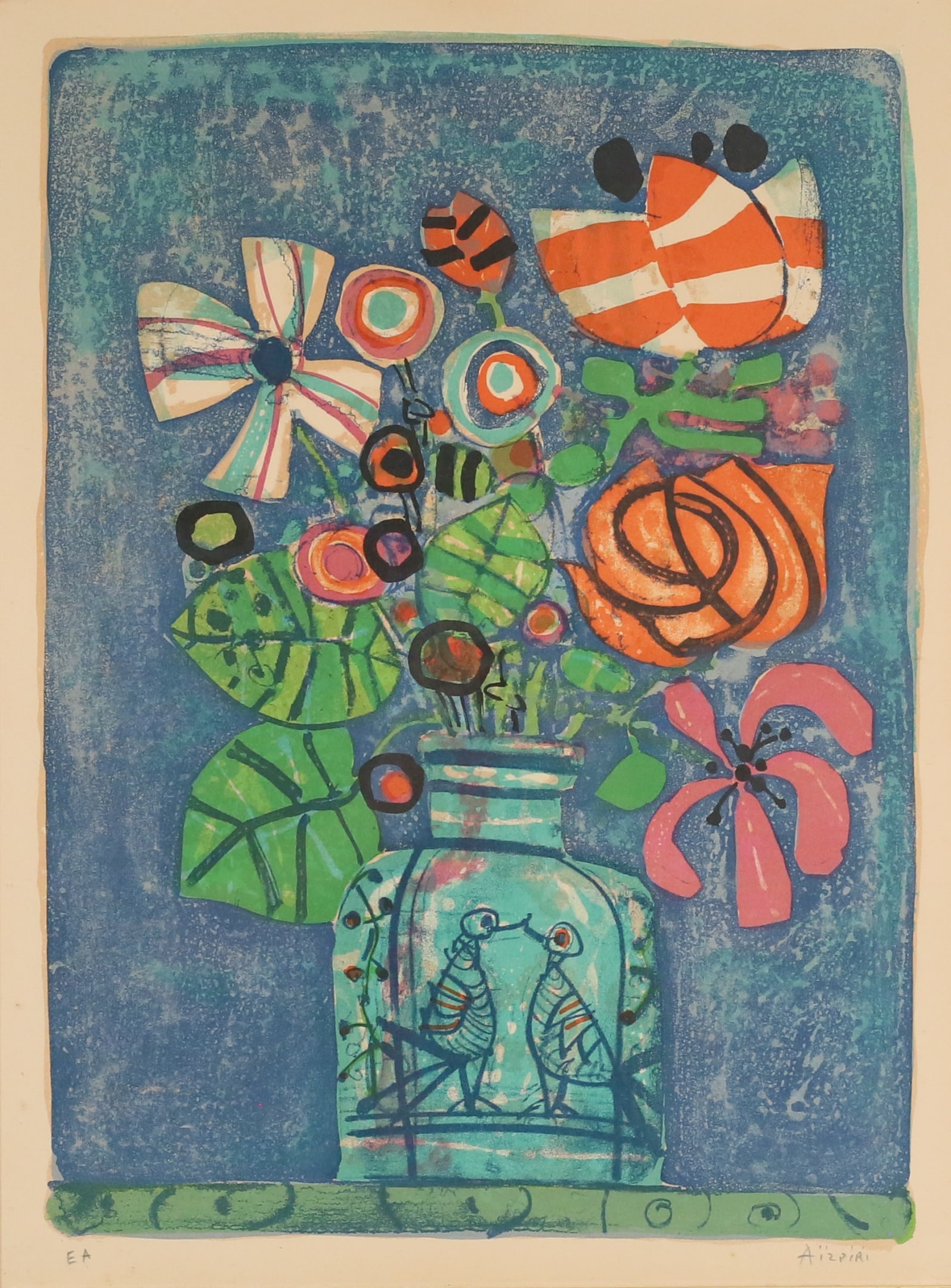 Paul Aizpiri Lithograph Flowers (1 of 6)