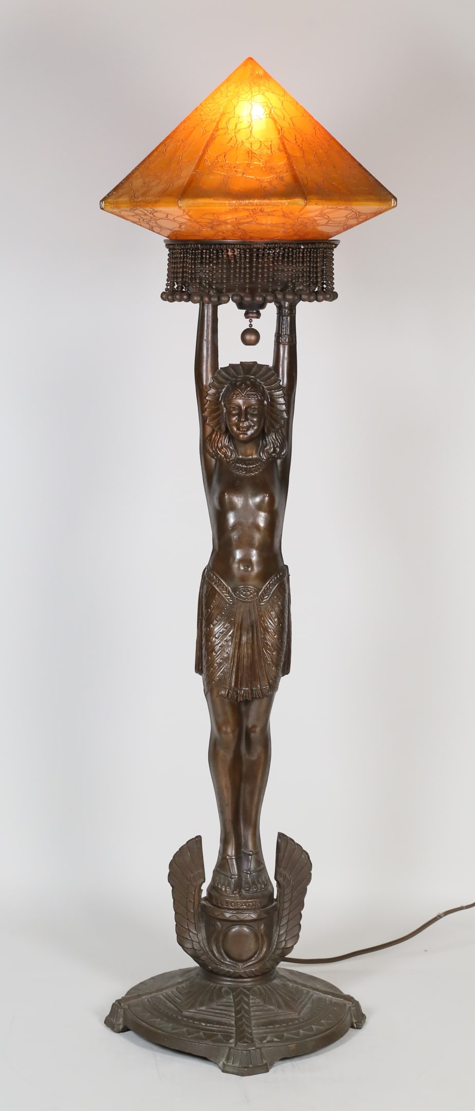 Art Deco Cleopatra Lamp With Crackle Glass Shade (1 of 20)