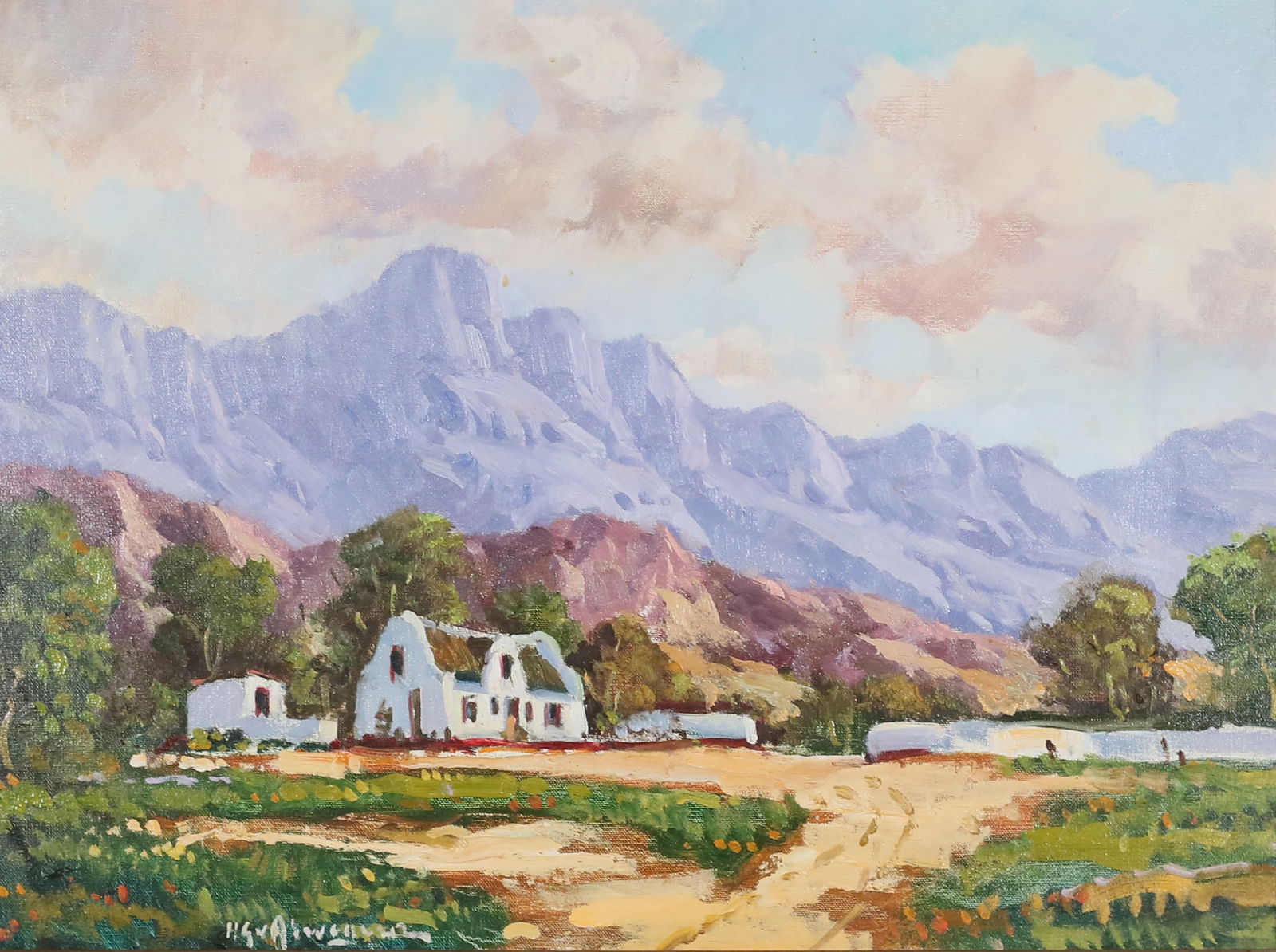 Signed Oil on Masonite House in Landscape (1 of 5)