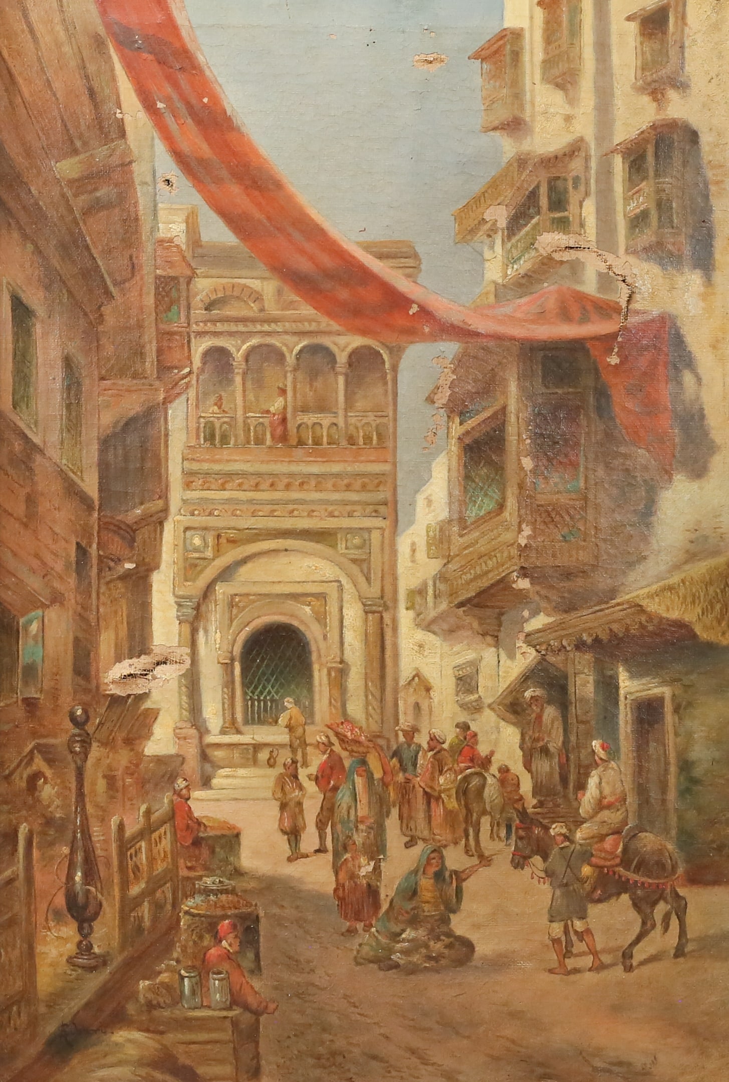 Signed A. Sibari Oil on Canvas Market Scene (1 of 8)