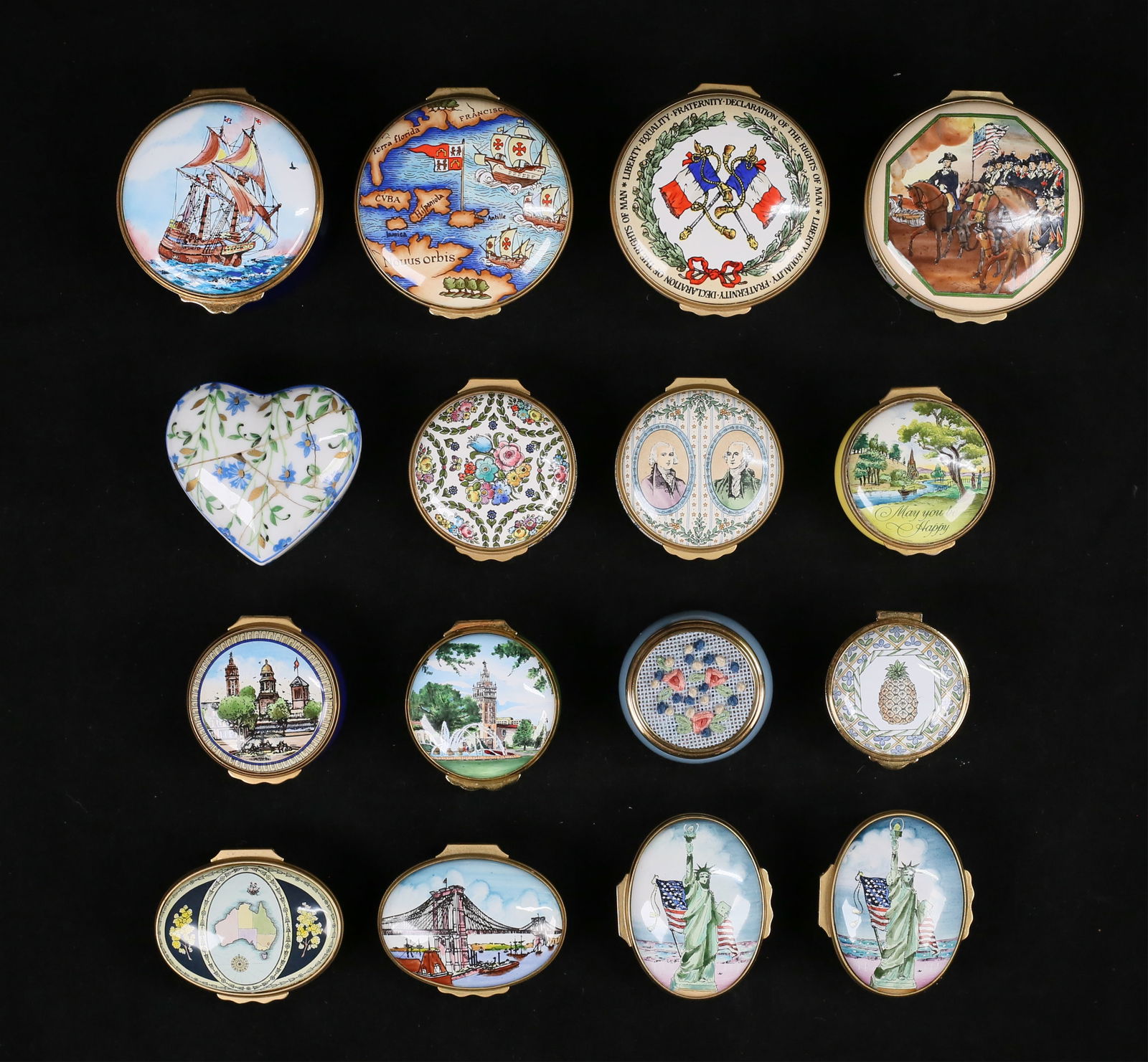 16 Enamel & Porcelain Boxes Including Halcyon Days (1 of 20)
