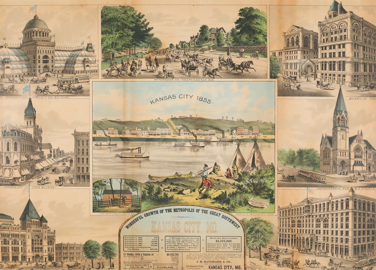 Kansas City 1855 Lithograph Lanward Publishing Co. (1 of 12)