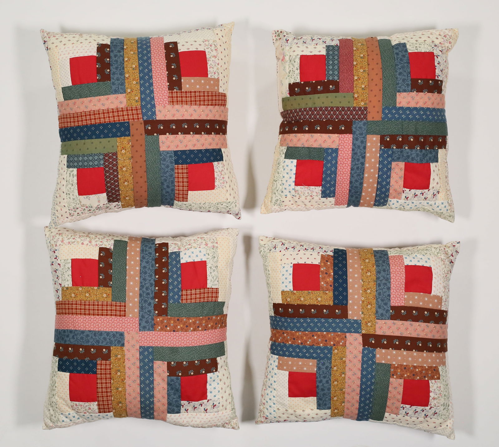 4 Log Cabin Pattern Quilt Pillows (1 of 12)