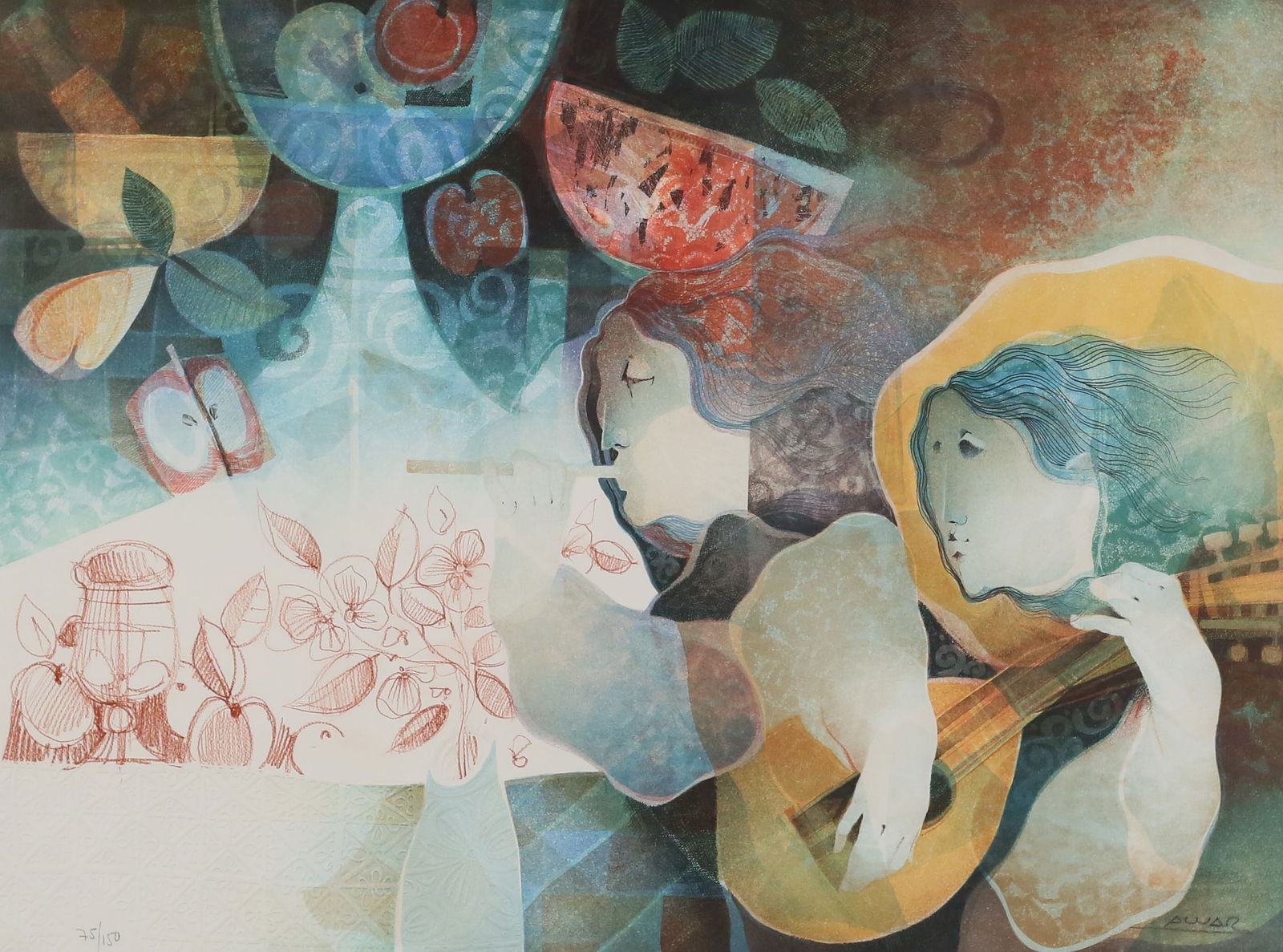 Alvar Sunol Embossed Lithograph Two Women (1 of 6)