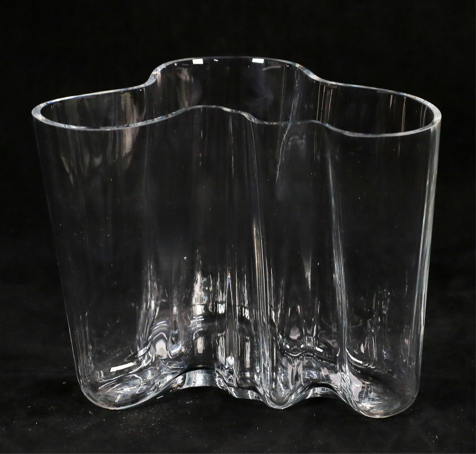 Alvar Aalto Savoy Art Glass Vase: Alvar Aalto (Finnish, 1898-1976). Modern art glass vase, Savoy. Signed on the underside Alvar Aalto 3030. 6 1/4"H. Chip to the rim, flakes and fleabites to the rim, scratches to underside, scratches t