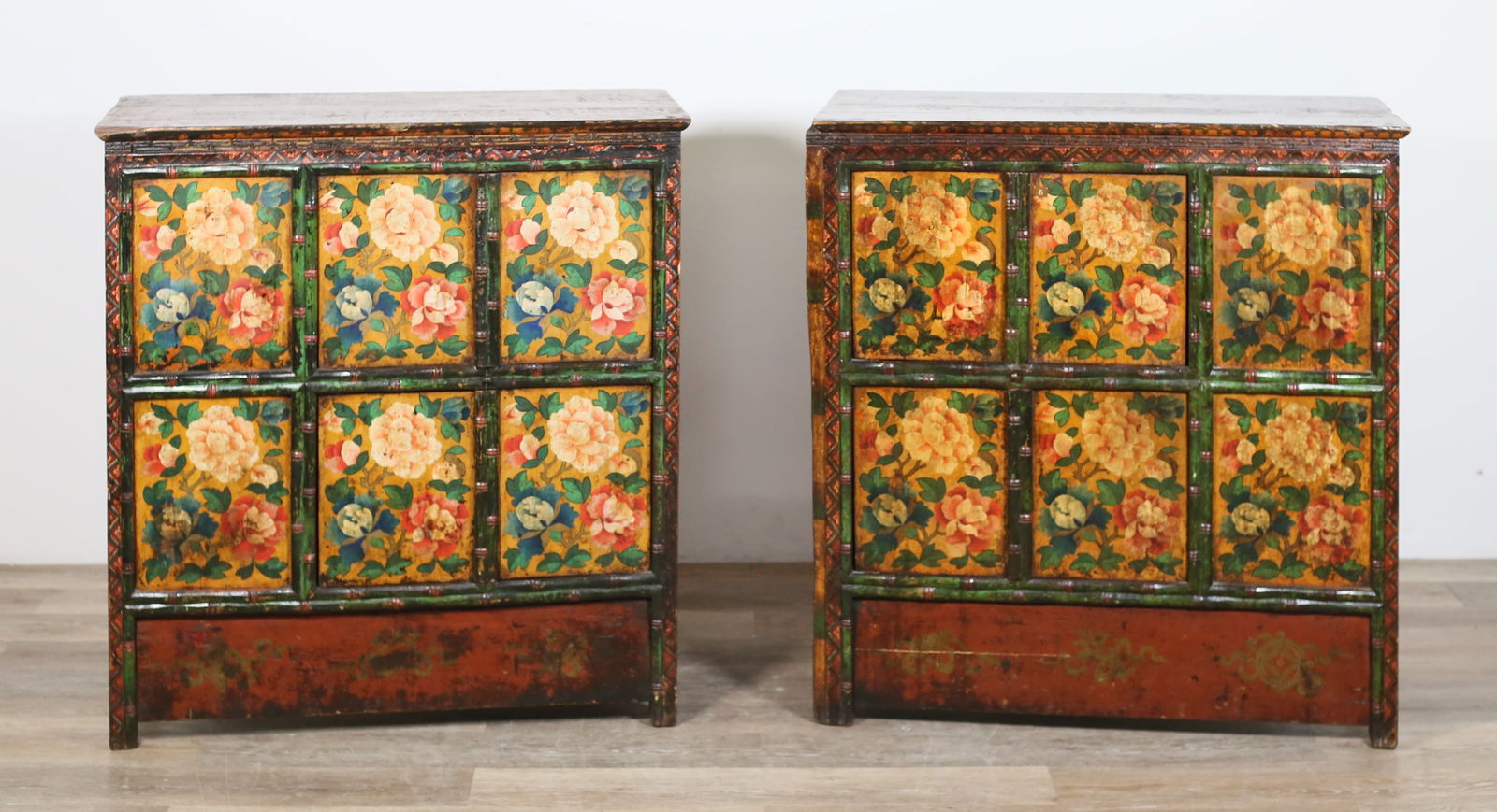 Near Pair of Tibetan Bamboo Framed Chests (1 of 20)