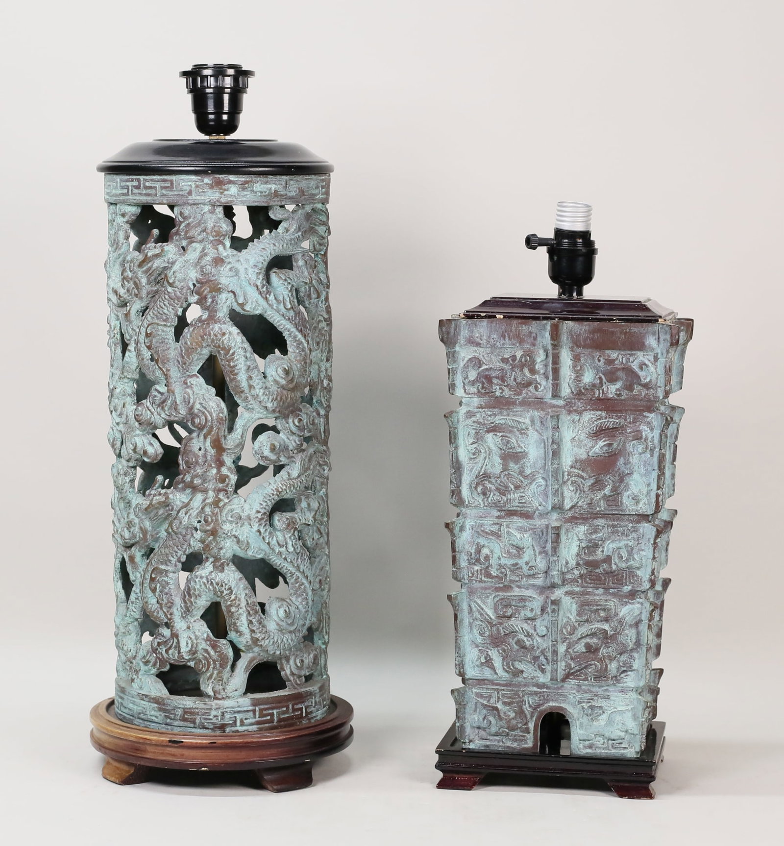 2 Chinese Bronze Archaic Style Lamps (1 of 20)