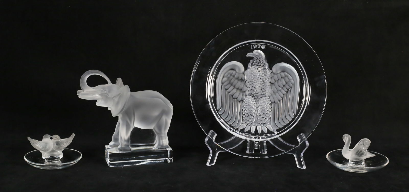 4 Pieces Lalique Elephant, Ring Trays, Plate (1 of 20)