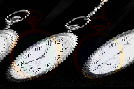 Two Pocket Watches Hamilton And Perfection: Gold tone Perfection pocket watch. Minute, hour and second hands. Face marked "Perfection". Works marked "Perfection USA", "6732869". Back of case marked "Philadelphia Watch Case Co Victory Warranted