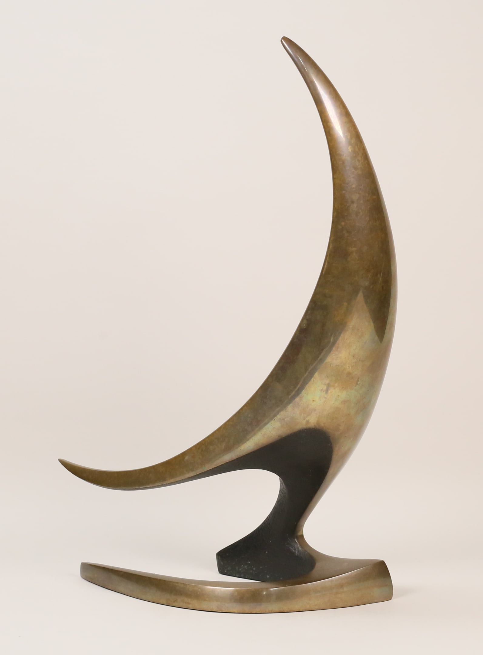 Bob Bennett Bronze Sculpture Spirit: Bob Bennett (American, California, 1928-2003). Abstract patinated bronze, Spirit. Signed, dated 82 and numbered 65/150 along the base. 22"H x 14 1/2"W. Minor losses to patina.