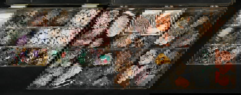 Collection Of Minerals Polished And Raw: Topaz, Mexico. Garnet, California. Pink Tourmaline pebbles. Rubellite in matrix, California. Rhodochrosite, Argentina. Cerrusite with bladed Barite, Morocco. Many other diverse minerals included. From