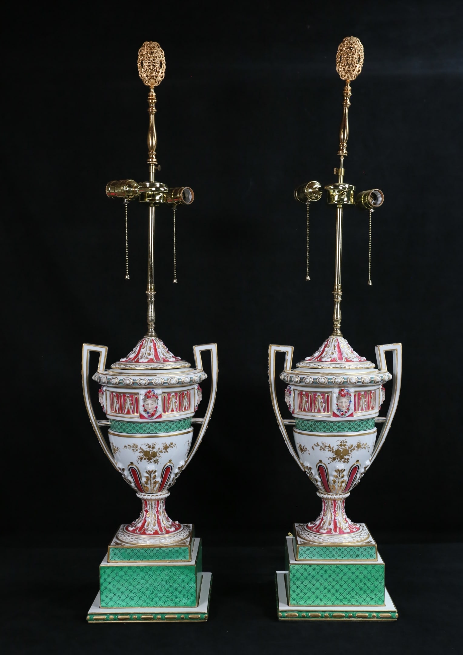 Pair of Sevres Style Porcelain Urn Lamps (1 of 20)
