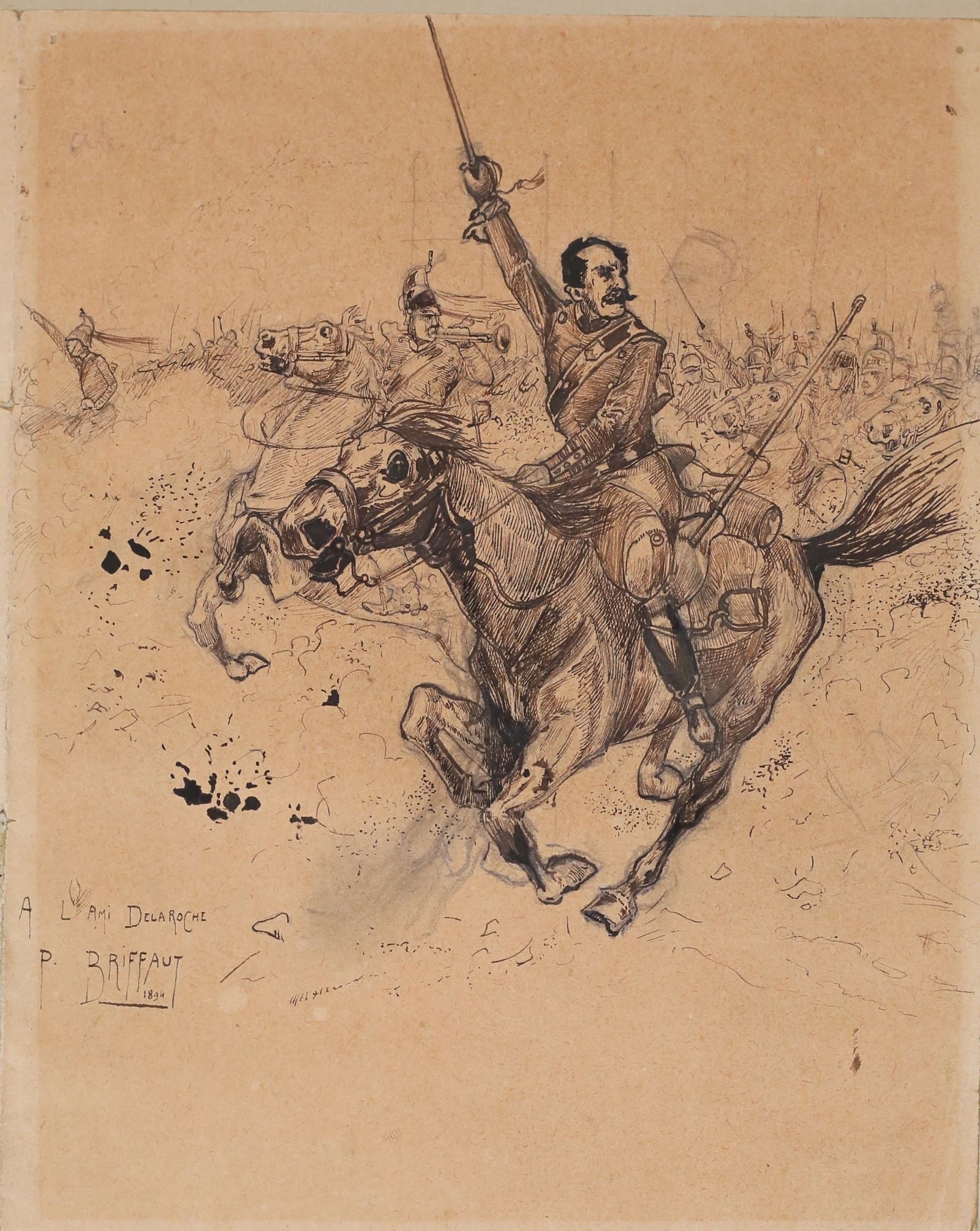 P. Briffaut Pen & Ink Drawing Napoleon III (1 of 8)