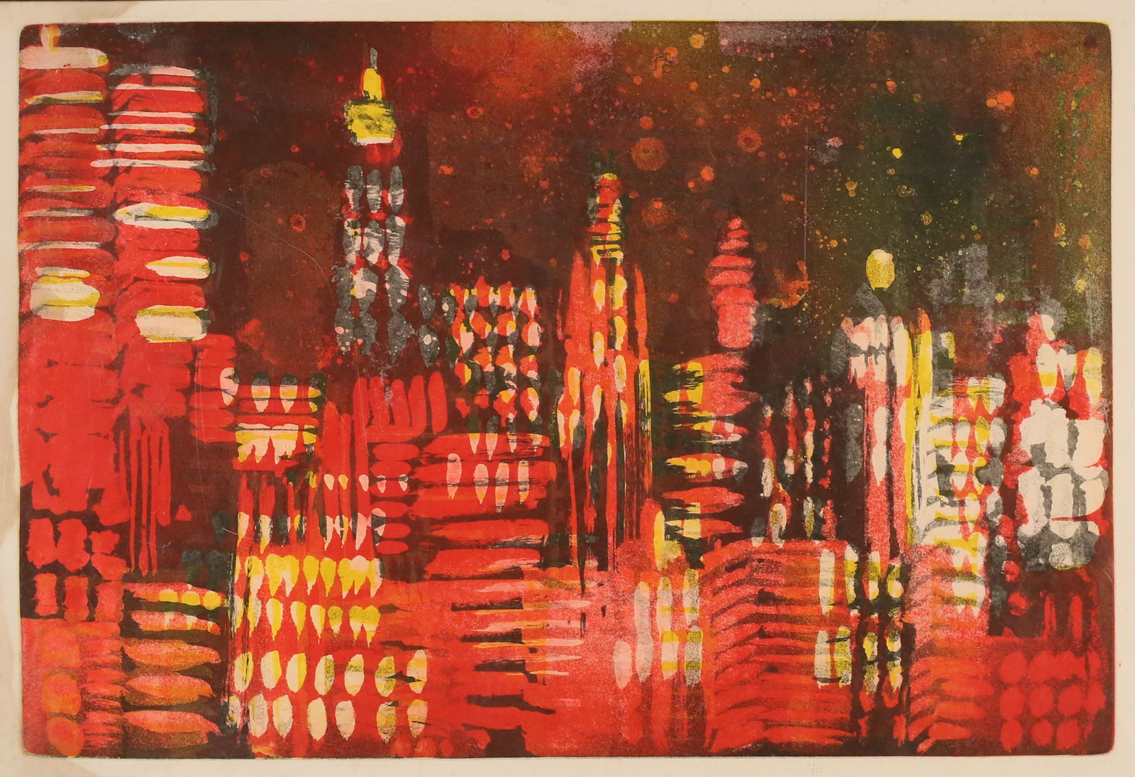 Attributed to Rainer Fetting Etching NY Fireworks (1 of 6)
