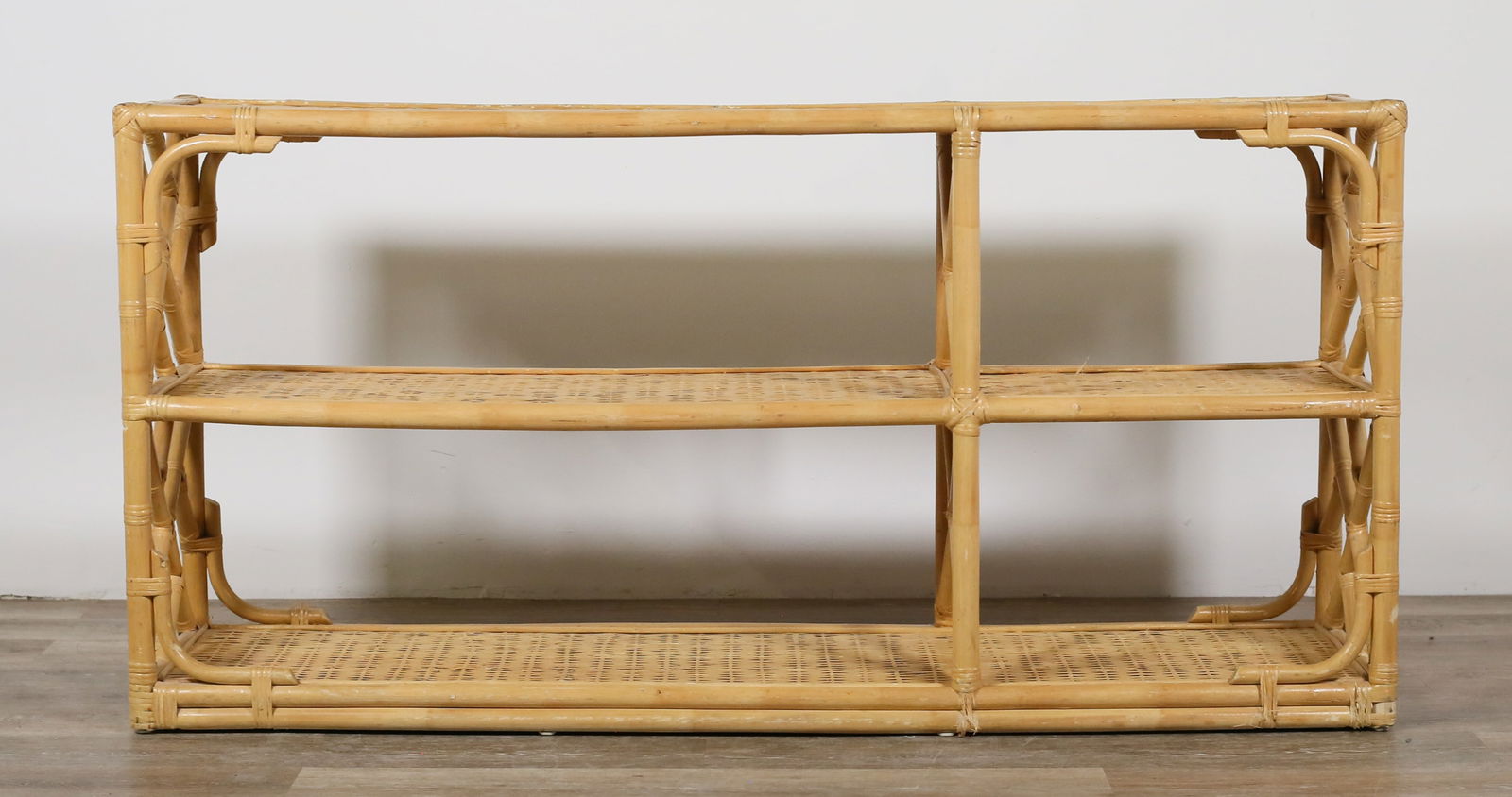 Mid Century Modern Rattan Tiered Bookcase (1 of 16)