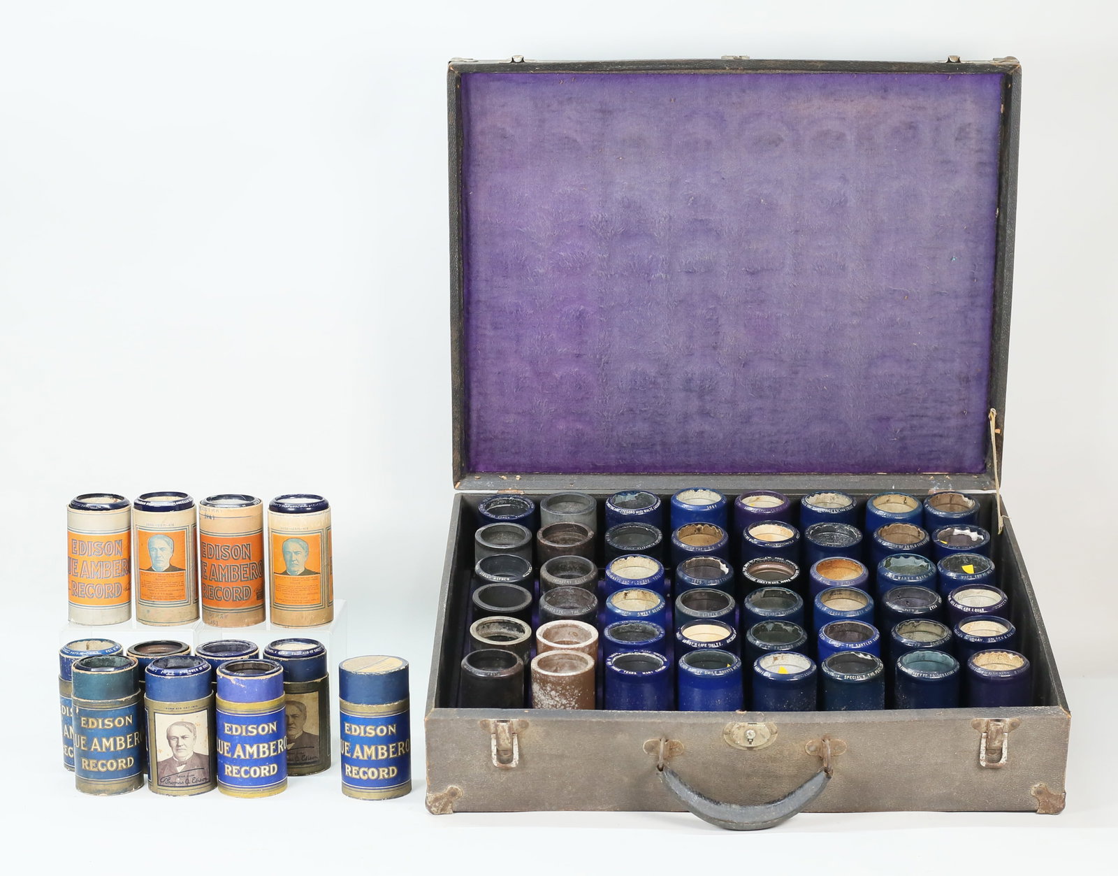 Edison Phonograph Cylinder Case With 60 Cylinders (1 of 20)