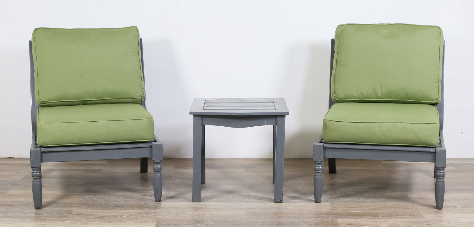 Pair of Gray Outdoor Lounge Chairs and End Table (1 of 20)