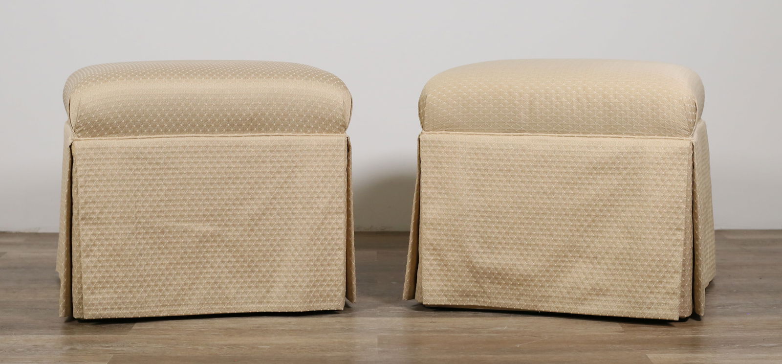 Pair of Contemporary Upholstered Cube Footstools (1 of 6)