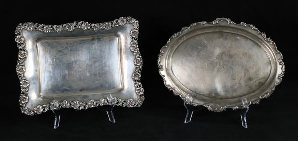 2 Sterling Serving Trays Gorham & Alvin