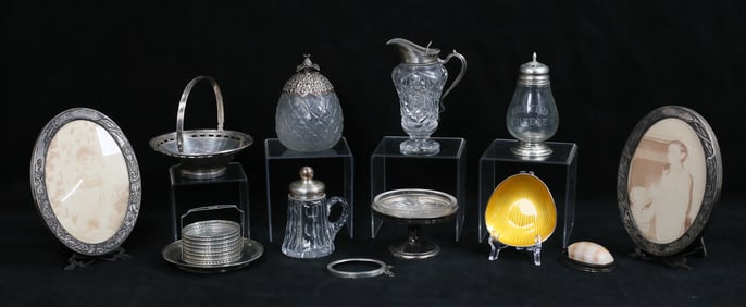 Lot of Sterling Rimmed & Glass Tableware