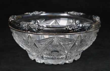 Gorham Sterling Rimmed Cut Glass Bowl