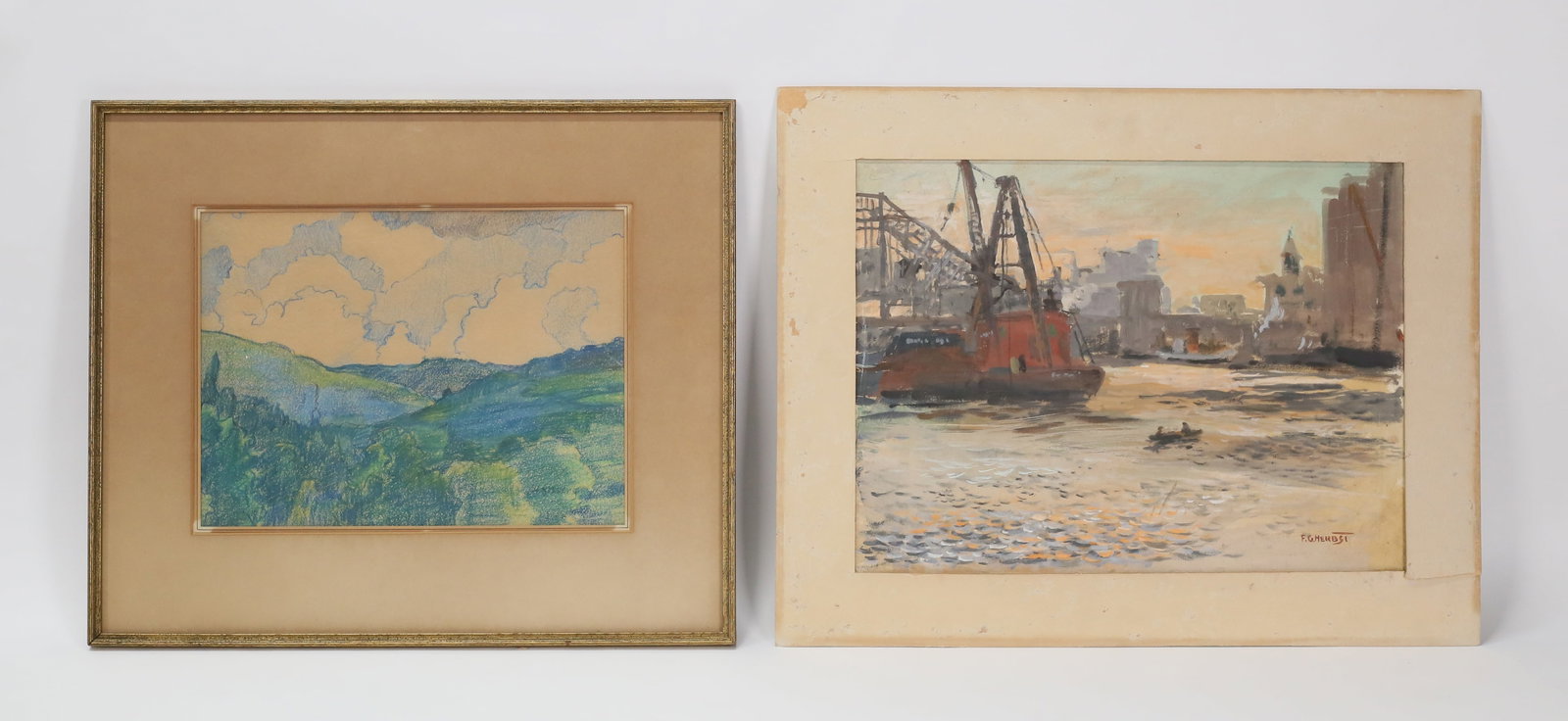 2 Piece Art Lot M. Sellers & F.C. Herbst (1 of 10)