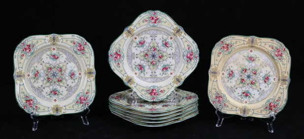 8 Royal Worcester Porcelain Square Luncheon Plates