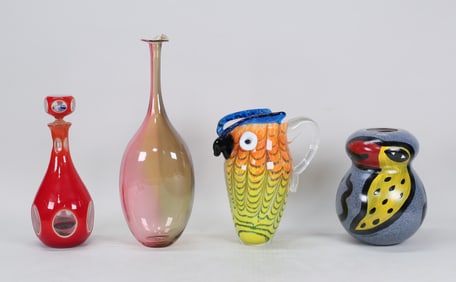 4 Pieces Art Glass Kosta, Millefiori, Murano