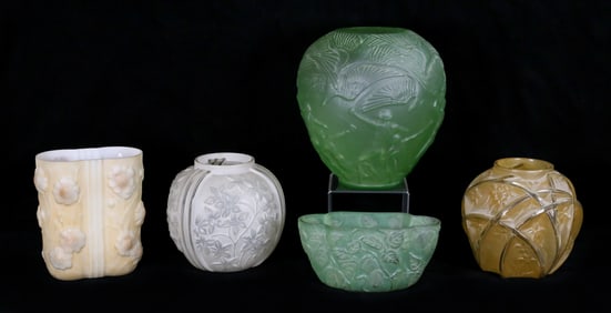 5 Phoenix Consolidated Glass Vases