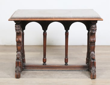 Renaissance Revival Style Carved Marble Top Table