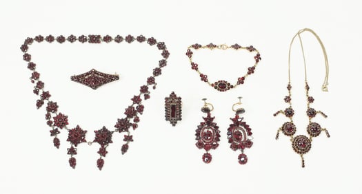 Lot of Vintage Bohemian Garnet Jewelry