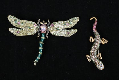 2 Jay Strongwater Animal Brooches