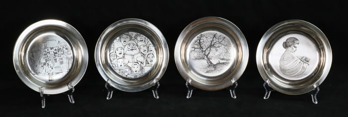 4 Franklin Mint Sterling Collector's Plates