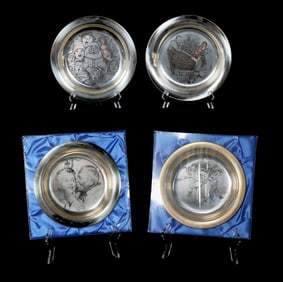 4 Franklin Mint Norman Rockwell Sterling Plates