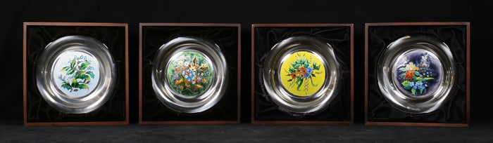 4 Rene Restoueix Sterling Four Seasons Plates