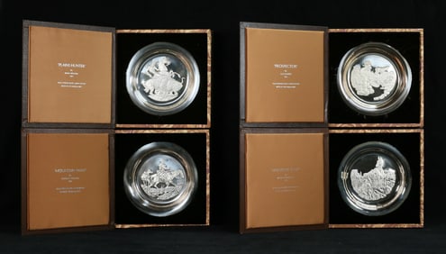 4 Franklin Mint Sterling Western Plates