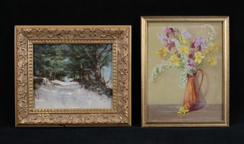 2 Miniature Oil Paintings Landscape & Still Life