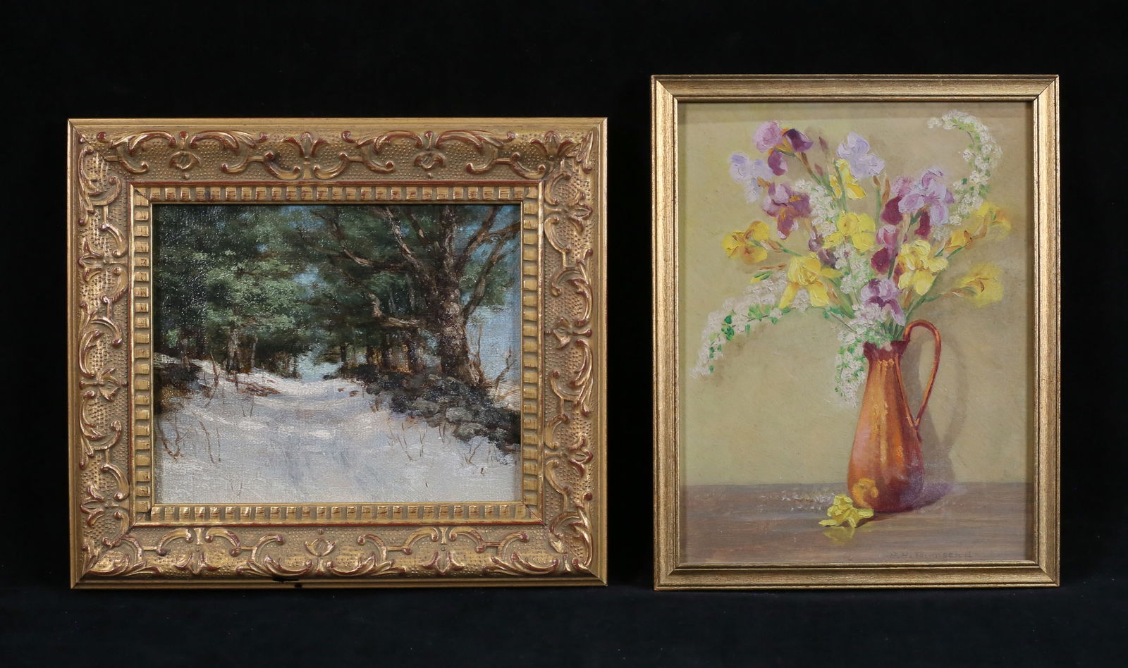 2 Miniature Oil Paintings Landscape & Still Life (1 of 9)