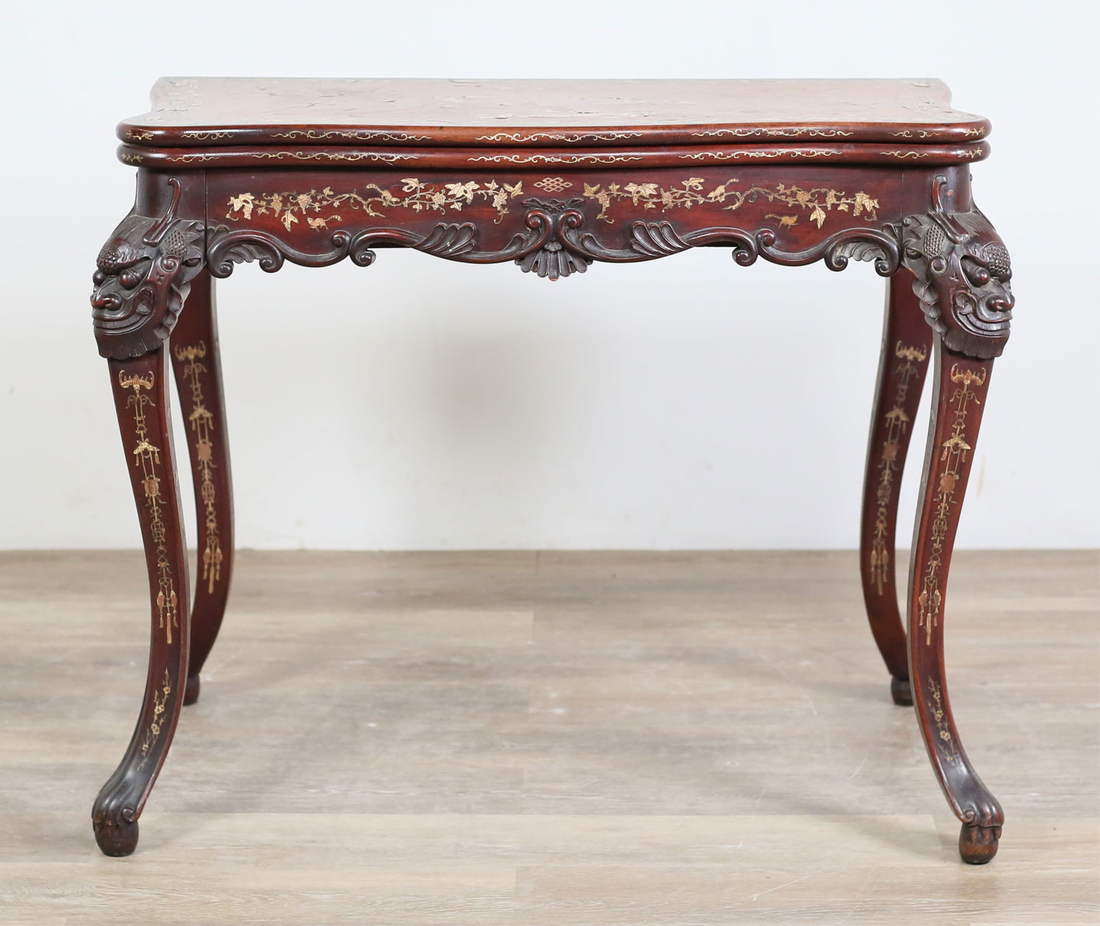 Chinese Carved Hardwood Inlaid Game Table (1 of 20)