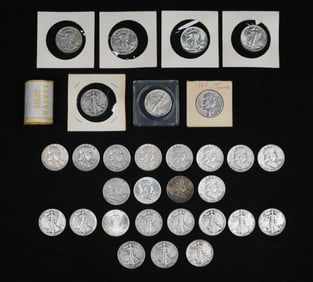 50 Franklin And Walking Liberty Half Dollars