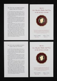 Two 100 Balboa Proof Gold Coins