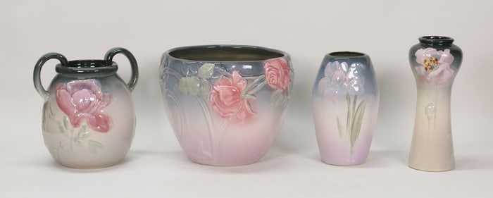 4 Pieces Weller Etna Art Pottery