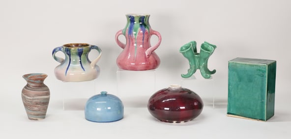 7 Pieces Modern Art Pottery Including Broudo