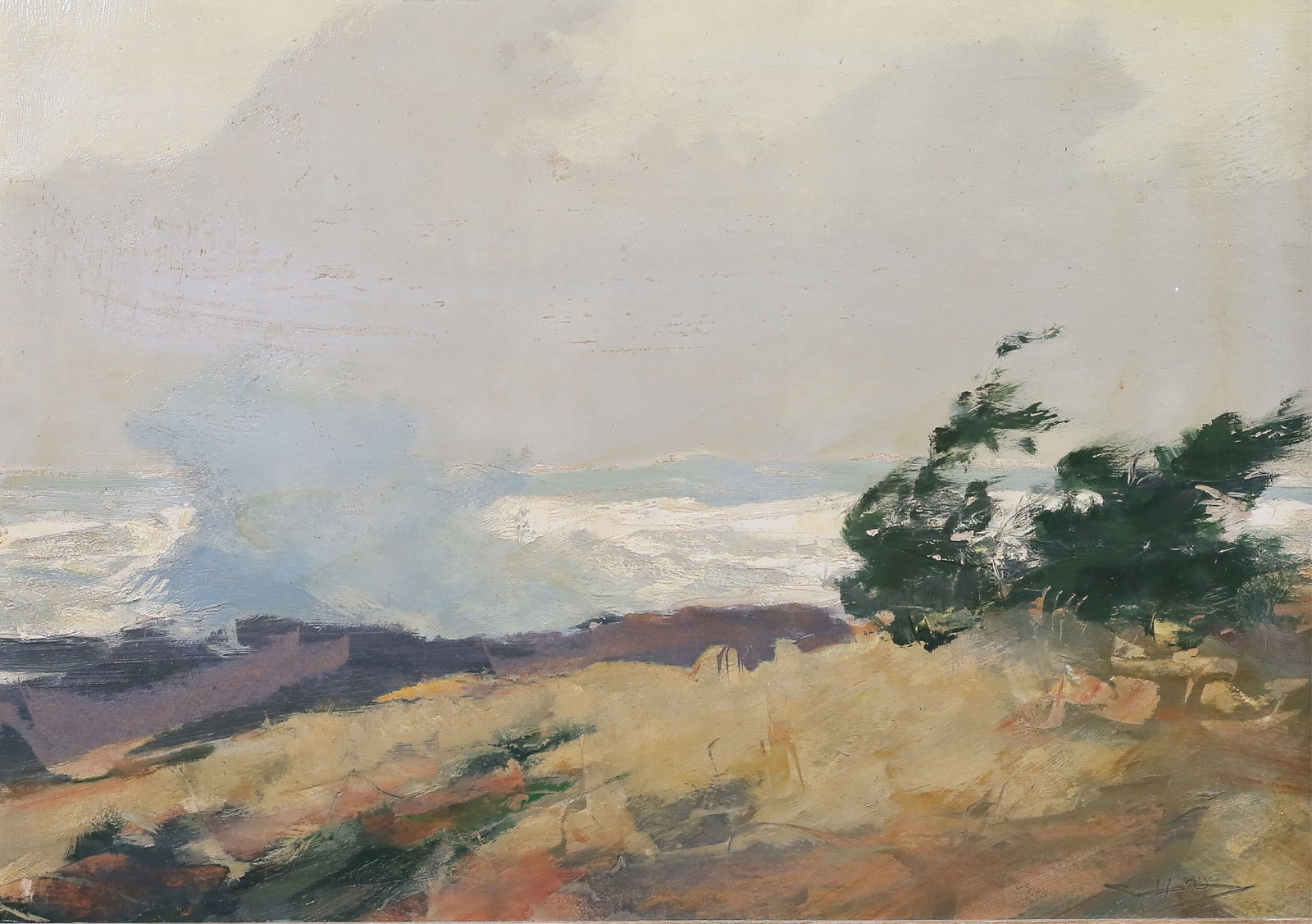 Jay Hall Connaway Oil on Board Coastal Landscape (1 of 7)