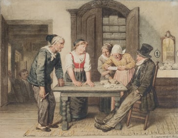 Reinier Craeyvanger Watercolor Interior Scene