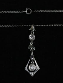 18k Gold, Diamond & Sapphire Art Deco Pendant